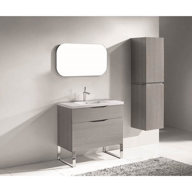 Madeli - Madeli Milano 42'' Free Standing Vanity Cabinet Ash Grey/HW: Polished Nickel(PN) - Ash Gray With Polished Nickel