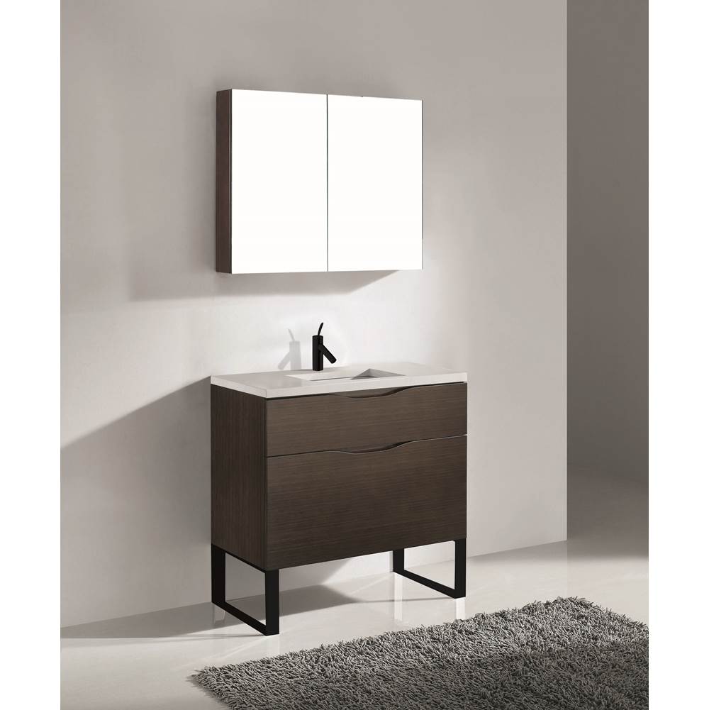 Madeli - Madeli Milano 42'' Free Standing Vanity Cabinet Walnut/HW: Matte Black(MB) - Walnut With Matte Black