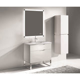 Madeli - Madeli Milano 42'' Free Standing Vanity Cabinet White/HW: Polished Chrome(PC) - White With Polished Chrome