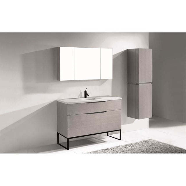 Madeli - Madeli Milano 48C'' Free Standing Vanity Cabinet Ash Grey/HW: Matte Black(MB) - Ash Gray With Matte Black