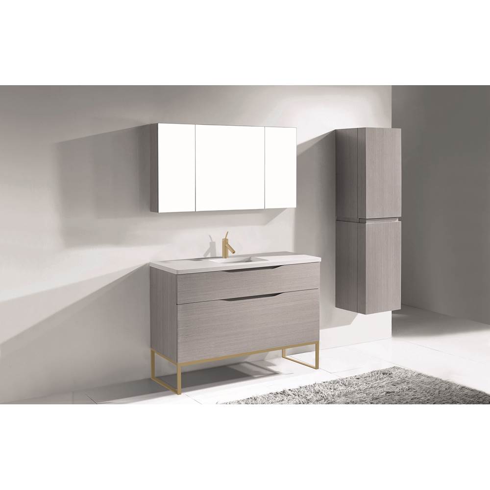 Madeli - Madeli Milano 48C'' Free Standing Vanity Cabinet Ash Grey/HW: Satin Brass(SB) - Ash Gray With Satin Brass