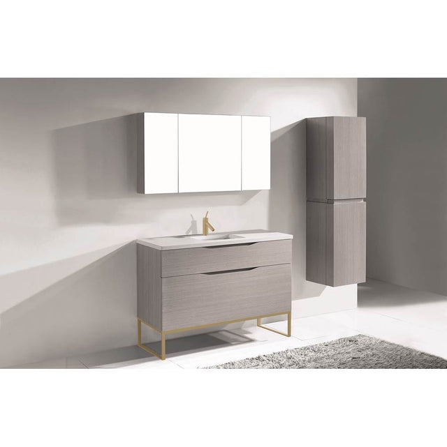 Madeli - Madeli Milano 48C'' Free Standing Vanity Cabinet Ash Grey/HW: Satin Brass(SB) - Ash Gray With Satin Brass