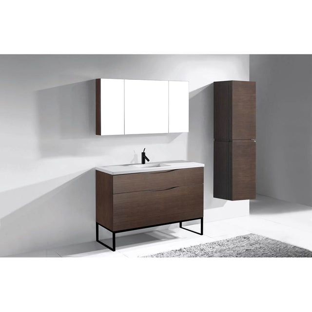 Madeli - Madeli Milano 48C'' Free Standing Vanity Cabinet Walnut/HW: Matte Black(MB) - Walnut With Matte Black