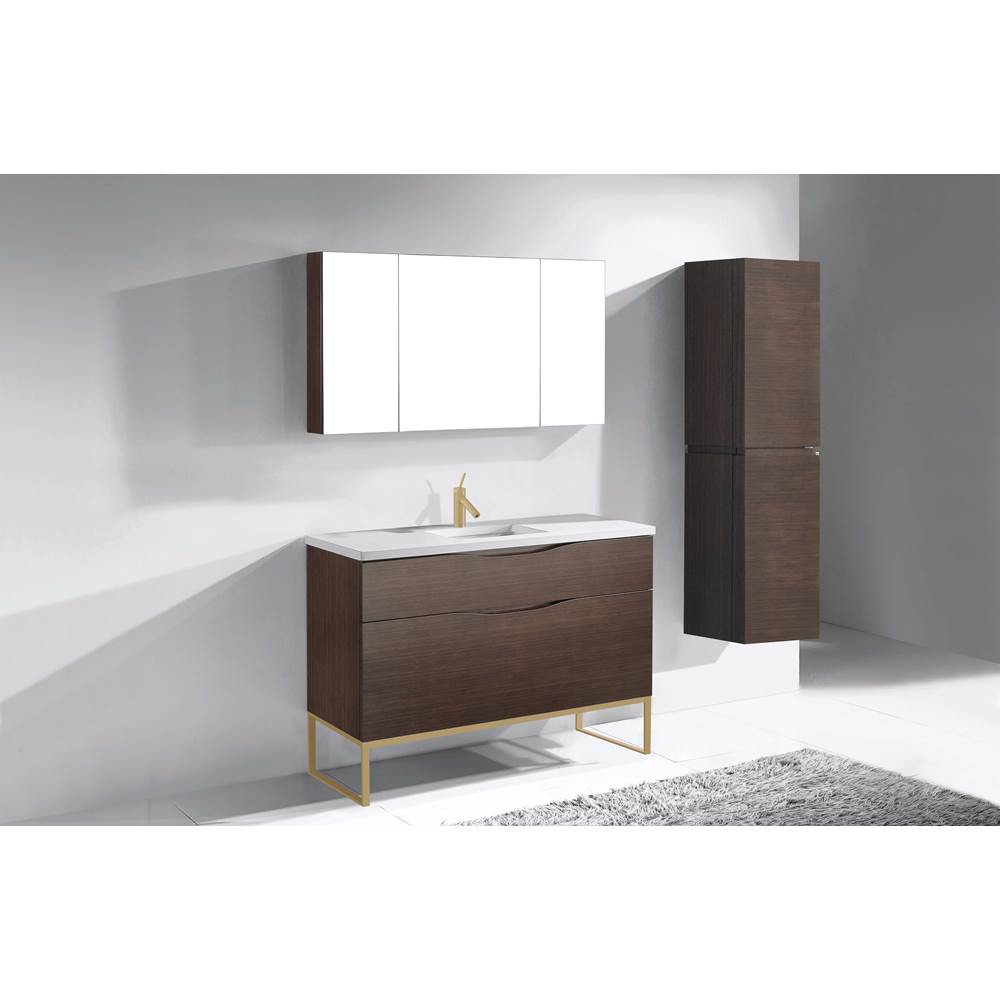 Madeli - Madeli Milano 48C'' Free Standing Vanity Cabinet Walnut/HW: Satin Brass(SB) - Walnut With Satin Brass