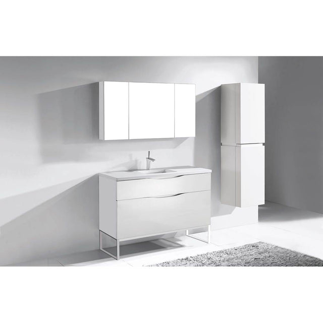 Madeli - Madeli Milano 48C'' Free Standing Vanity Cabinet White/HW: Brushed Nickel(BN) - White With Brushed Nickel