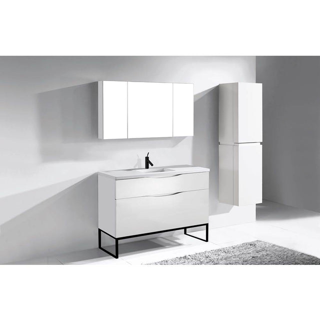 Madeli - Madeli Milano 48C'' Free Standing Vanity Cabinet White/HW: Matte Black(MB) - White With Matte Black