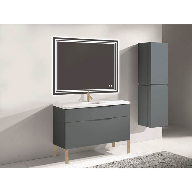 Madeli - Madeli Milano 48C'' Free Standing Vanity Cabinet Studio Grey/HW: Satin Brass(SB) - Studio Gray With Satin Brass