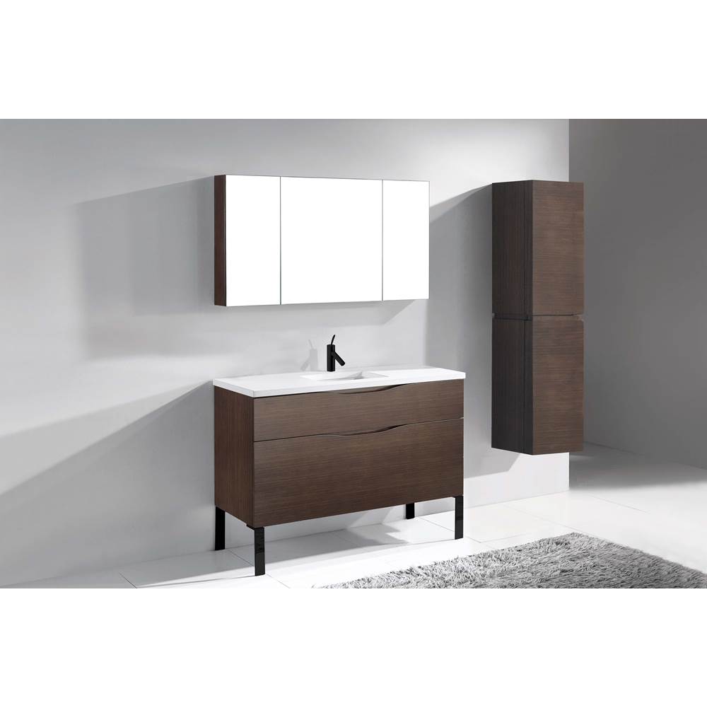Madeli - Madeli Milano 48C'' Free Standing Vanity Cabinet Walnut/HW: Matte Black(MB) - Walnut With Matte Black