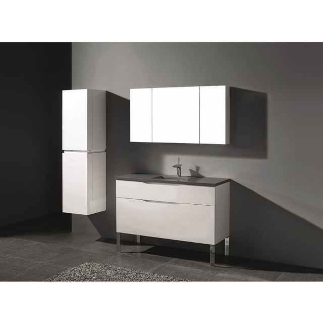 Madeli - Madeli Milano 48C'' Free Standing Vanity Cabinet White/HW: Matte Black(MB) - White With Matte Black