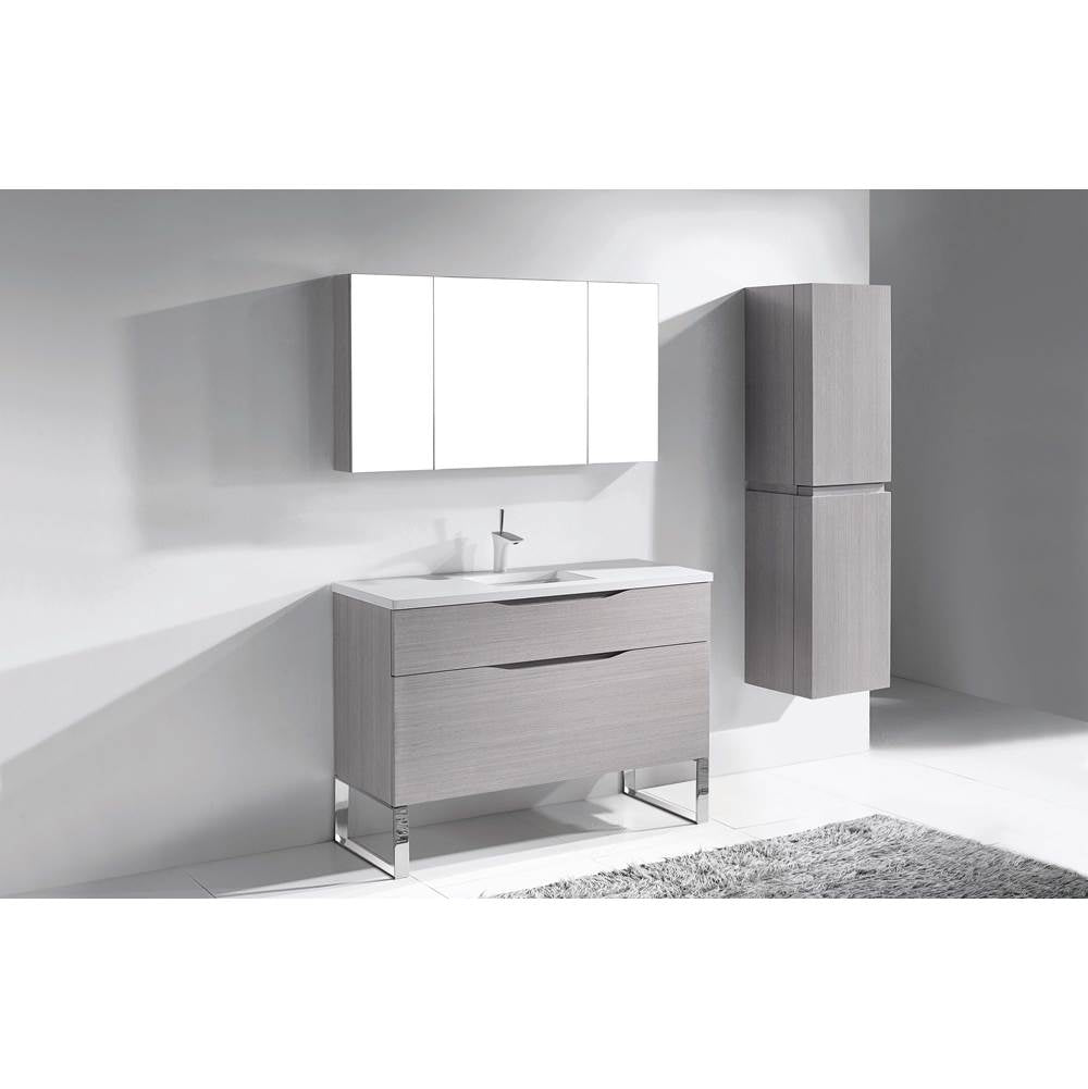 Madeli - Madeli Milano 48C'' Free Standing Vanity Cabinet Ash Grey/HW: Polished Chrome(PC) - Ash Gray With Polished Chrome