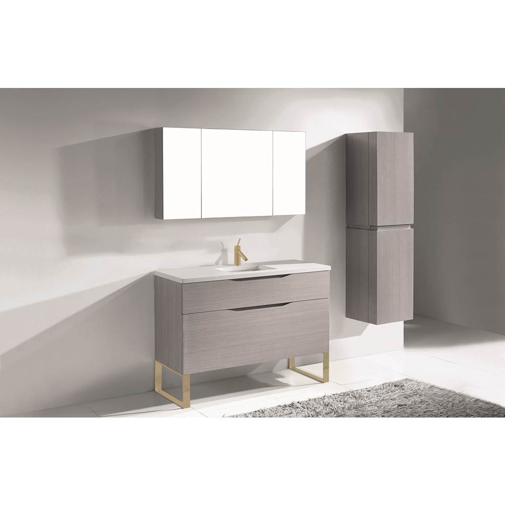 Madeli - Madeli Milano 48C'' Free Standing Vanity Cabinet Ash Grey/HW: Satin Brass(SB) - Ash Gray With Satin Brass