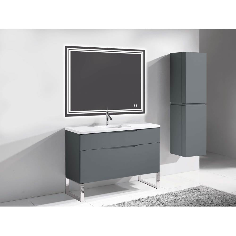 Madeli - Madeli Milano 48C'' Free Standing Vanity Cabinet Studio Grey/HW: Polished Nickel(PN) - Studio Gray With Polished Nickel