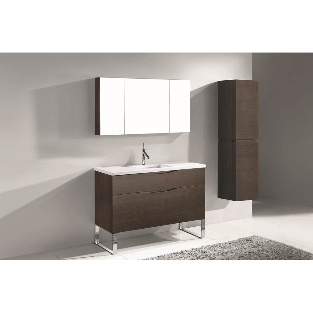 Madeli - Madeli Milano 48C'' Free Standing Vanity Cabinet Walnut/HW: Satin Brass(SB) - Walnut With Satin Brass