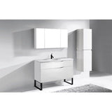 Madeli - Madeli Milano 48C'' Free Standing Vanity Cabinet White/HW: Matte Black(MB) - White With Matte Black