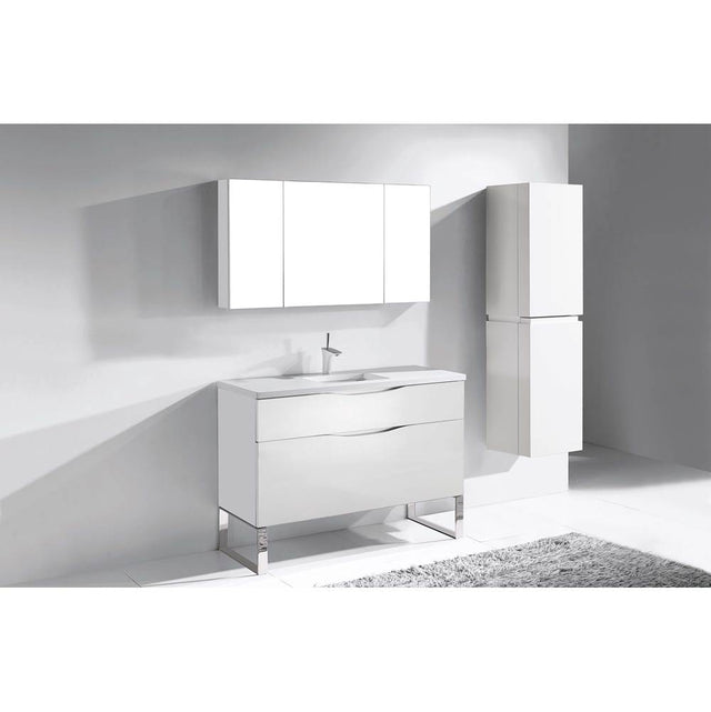 Madeli - Madeli Milano 48C'' Free Standing Vanity Cabinet White/HW: Polished Chrome(PC) - White With Polished Chrome