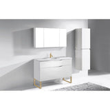 Madeli - Madeli Milano 48C'' Free Standing Vanity Cabinet White/HW: Satin Brass(SB) - White With Satin Brass