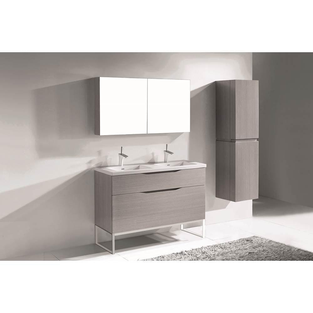 Madeli - Madeli Milano 48D'' Free Standing Vanity Cabinet Ash Grey/HW: Polished Chrome(PC) - Ash Gray With Polished Chrome