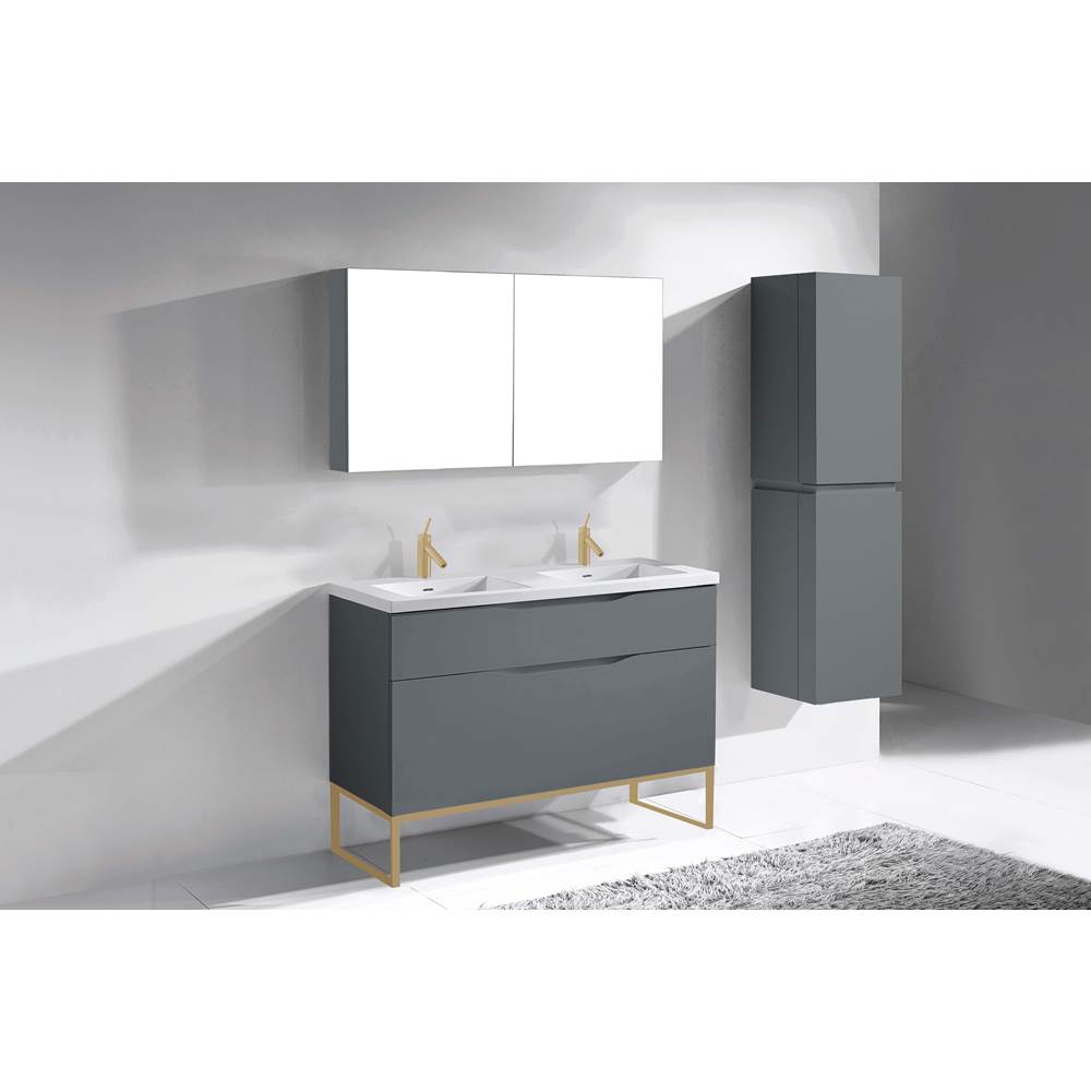 Madeli - Madeli Milano 48D'' Free Standing Vanity Cabinet Studio Grey/HW: Satin Brass(SB) - Studio Gray With Satin Brass