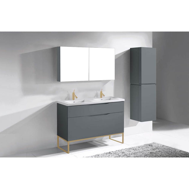 Madeli - Madeli Milano 48D'' Free Standing Vanity Cabinet Studio Grey/HW: Satin Brass(SB) - Studio Gray With Satin Brass