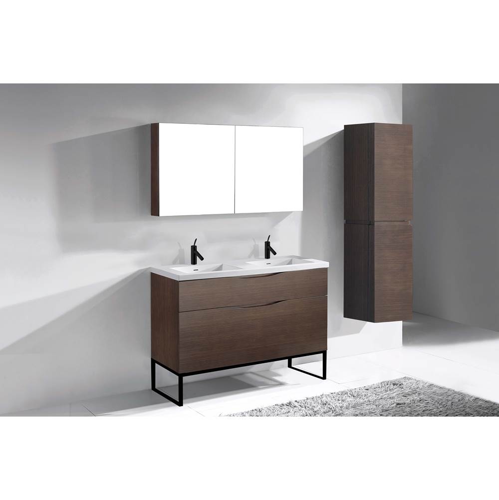 Madeli - Madeli Milano 48D'' Free Standing Vanity Cabinet Walnut/HW: Matte Black(MB) - Walnut With Matte Black