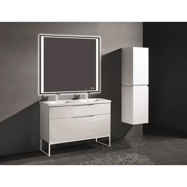 Madeli - Madeli Milano 48D'' Free Standing Vanity Cabinet White/HW: Brushed Nickel(BN) - White With Brushed Nickel