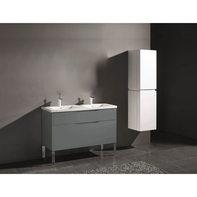 Madeli - Madeli Milano 48D'' Free Standing Vanity Cabinet Studio Grey/HW: Polished Chrome(PC) - Studio Gray With Polished Chrome