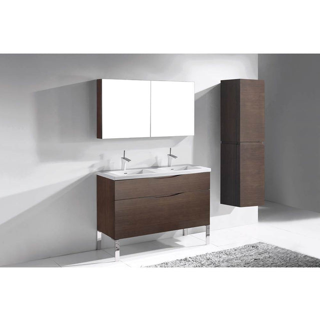 Madeli - Madeli Milano 48D'' Free Standing Vanity Cabinet Walnut/HW: Polished Chrome(PC) - Walnut With Polished Chrome