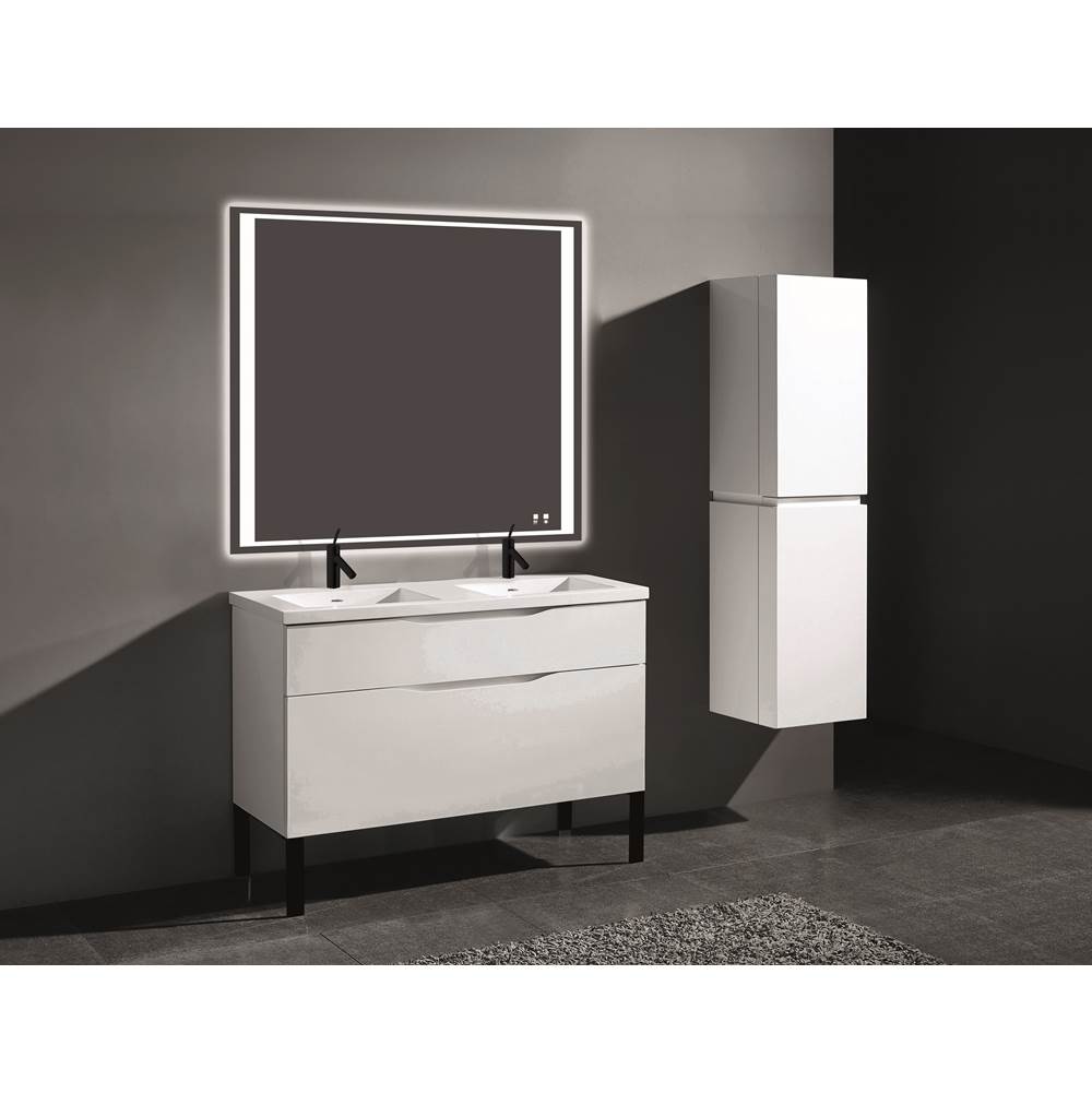 Madeli - Madeli Milano 48D'' Free Standing Vanity Cabinet White/HW: Matte Black(MB) - White With Matte Black