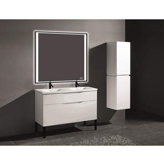 Madeli - Madeli Milano 48D'' Free Standing Vanity Cabinet White/HW: Matte Black(MB) - White With Matte Black
