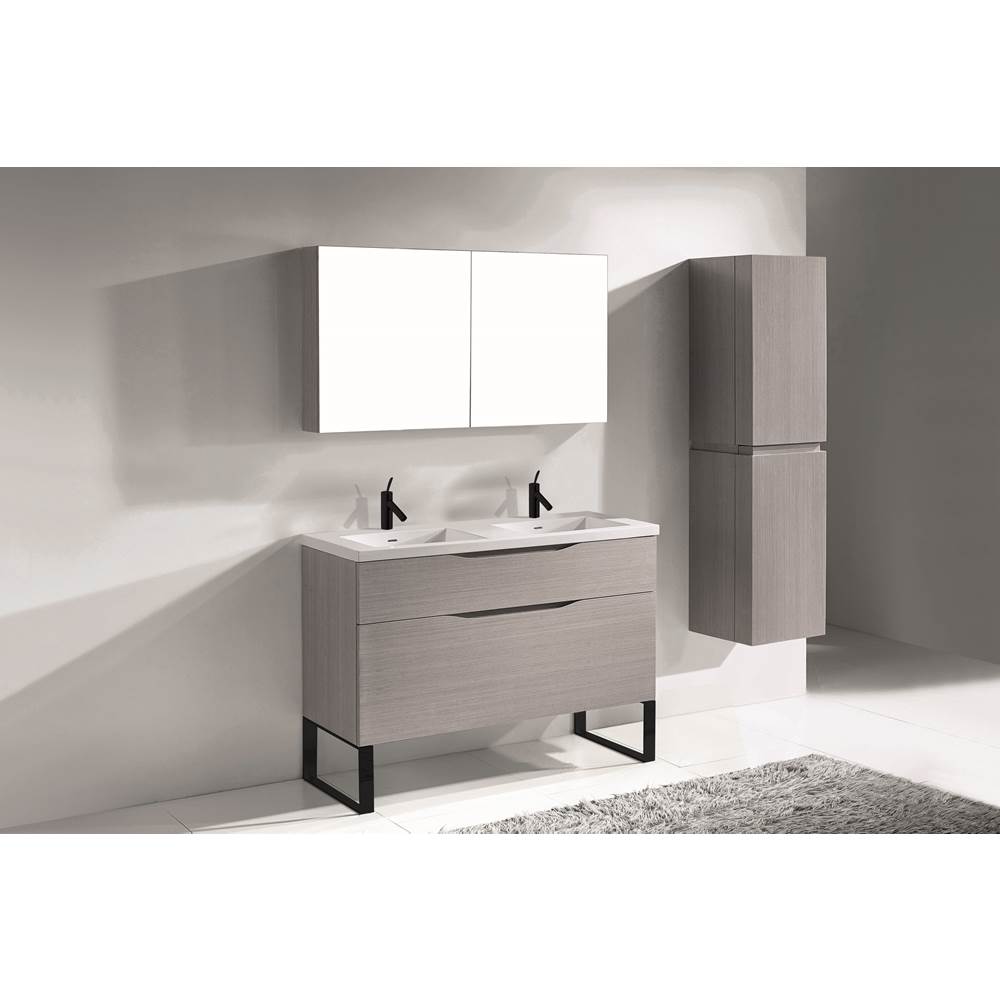Madeli - Madeli Milano 48D'' Free Standing Vanity Cabinet Ash Grey/HW: Matte Black(MB) - Ash Gray With Matte Black