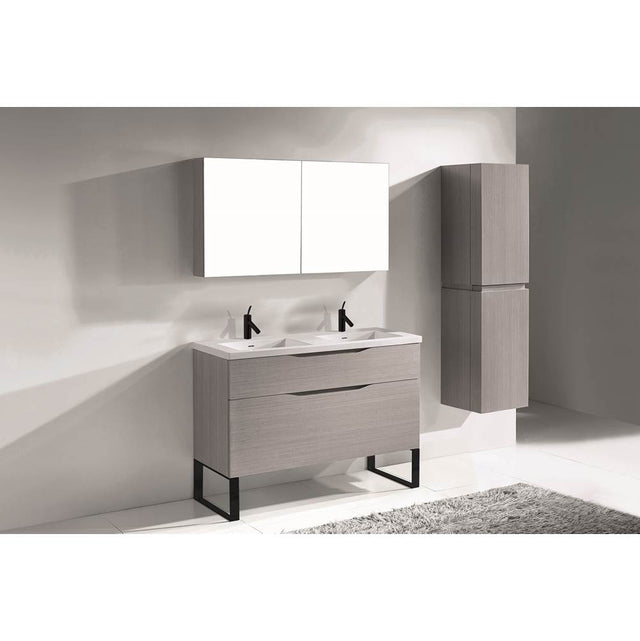 Madeli - Madeli Milano 48D'' Free Standing Vanity Cabinet Ash Grey/HW: Matte Black(MB) - Ash Gray With Matte Black