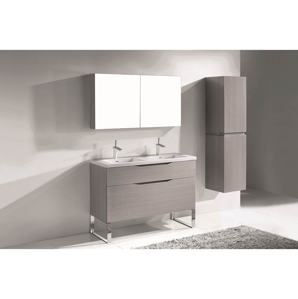 Madeli - Madeli Milano 48D'' Free Standing Vanity Cabinet Ash Grey/HW: Polished Chrome(PC) - Ash Gray With Polished Chrome