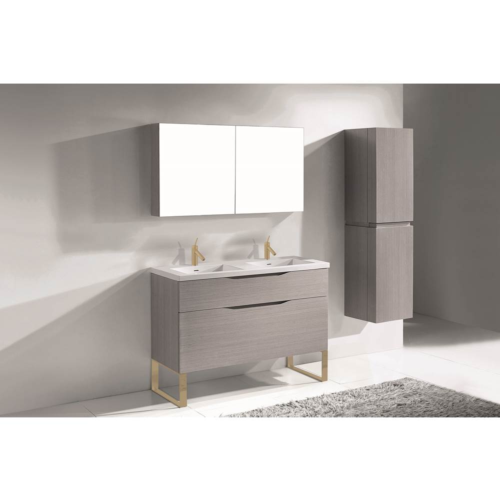Madeli - Madeli Milano 48D'' Free Standing Vanity Cabinet Ash Grey/HW: Satin Brass(SB) - Ash Gray With Satin Brass