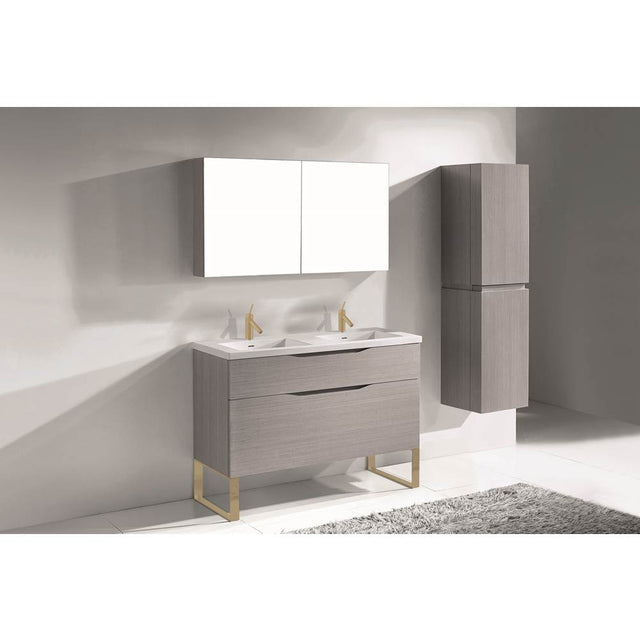 Madeli - Madeli Milano 48D'' Free Standing Vanity Cabinet Ash Grey/HW: Satin Brass(SB) - Ash Gray With Satin Brass