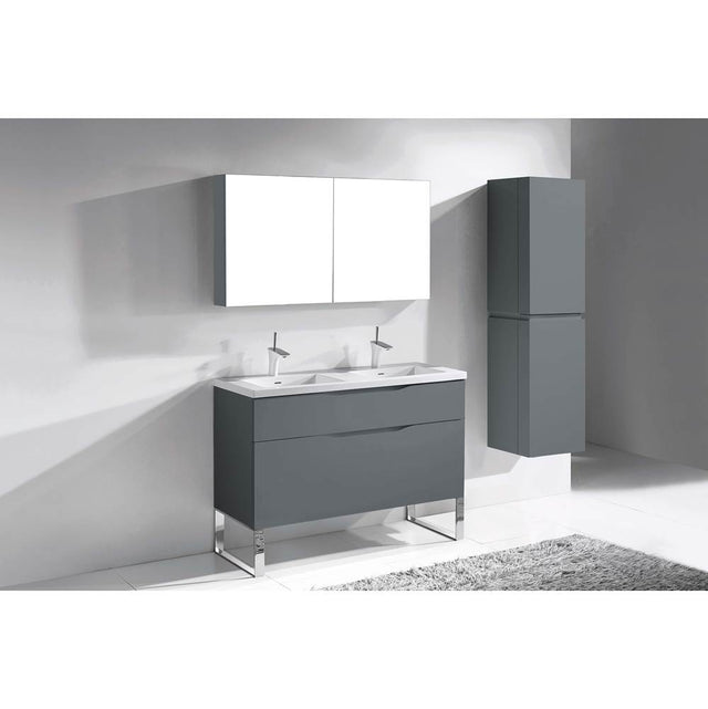 Madeli - Madeli Milano 48D'' Free Standing Vanity Cabinet Studio Grey/HW: Polished Nickel(PN) - Studio Gray With Polished Nickel