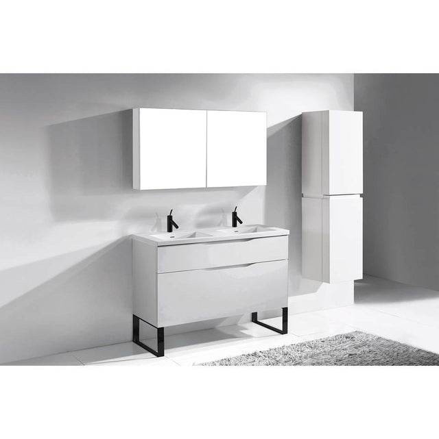 Madeli - Madeli Milano 48D'' Free Standing Vanity Cabinet White/HW: Matte Black(MB) - White With Matte Black