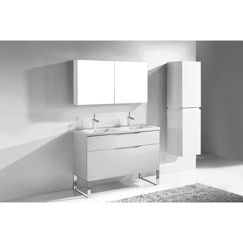 Madeli - Madeli Milano 48D'' Free Standing Vanity Cabinet White/HW: Polished Chrome(PC) - White With Polished Chrome