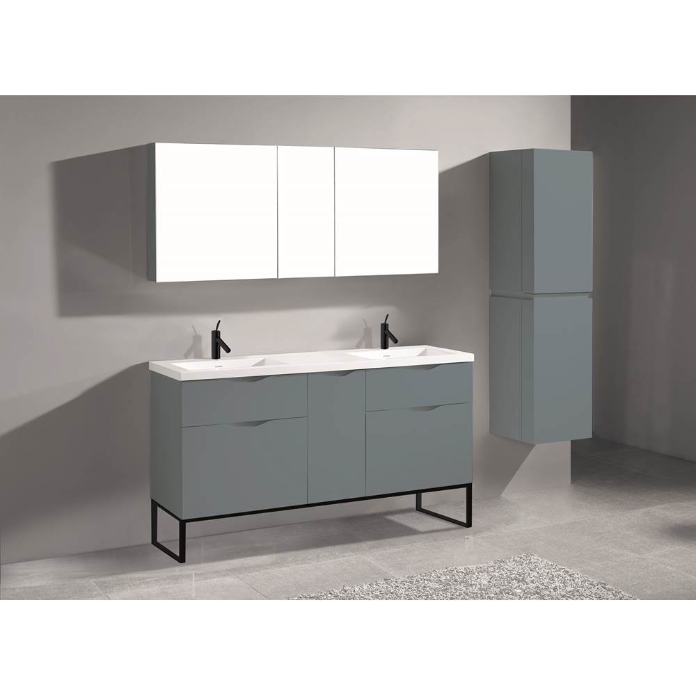 Madeli - Madeli Milano 60D'' Free Standing Vanity Cabinet Studio Grey/HW: Matte Black(MB) - Studio Gray With Matte Black