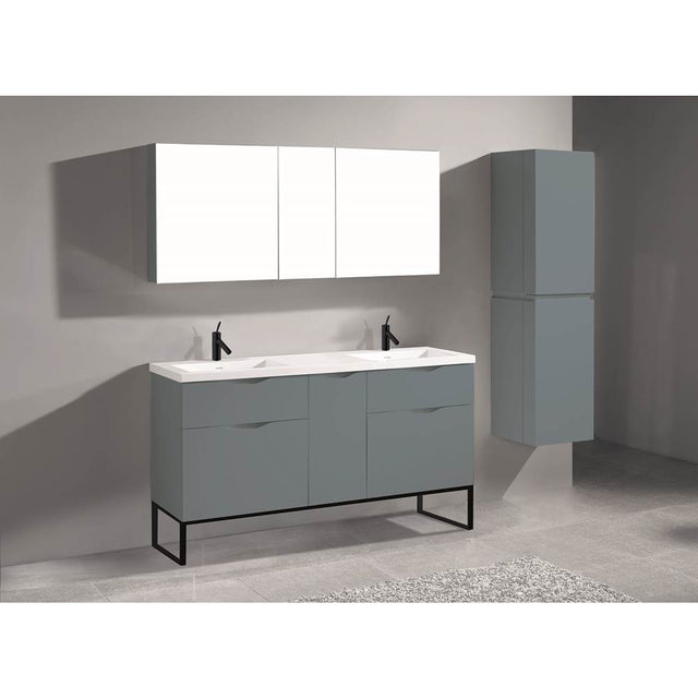 Madeli - Madeli Milano 60D'' Free Standing Vanity Cabinet Studio Grey/HW: Matte Black(MB) - Studio Gray With Matte Black