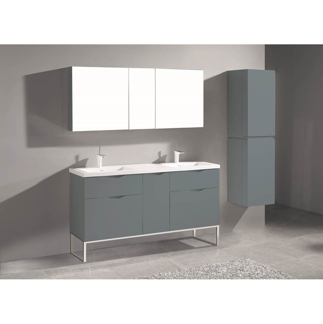 Madeli - Madeli Milano 60D'' Free Standing Vanity Cabinet Studio Grey/HW: Polished Chrome(PC) - Studio Gray With Polished Chrome