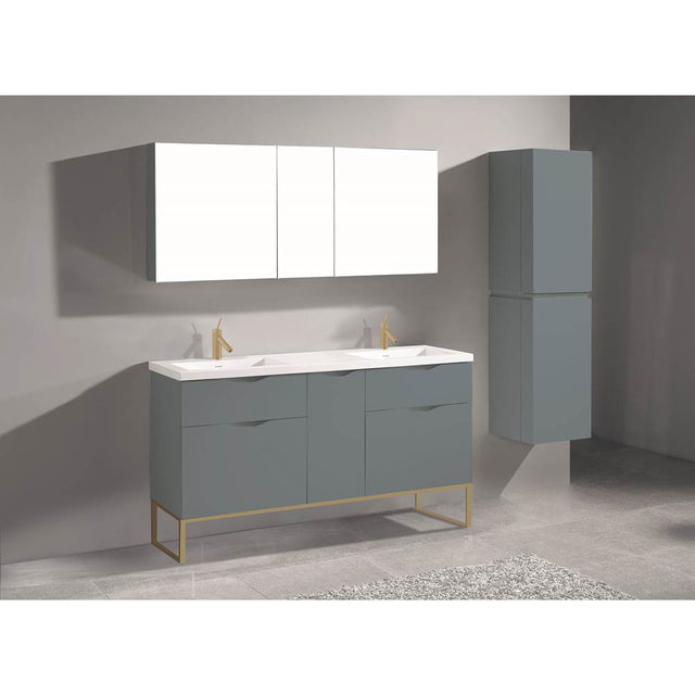 Madeli - Madeli Milano 60D'' Free Standing Vanity Cabinet Studio Grey/HW: Satin Brass(SB) - Studio Gray With Satin Brass