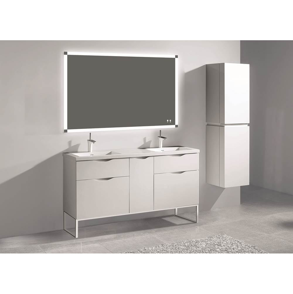 Madeli - Madeli Milano 60D'' Free Standing Vanity Cabinet White/HW: Matte Black(MB) - White With Matte Black