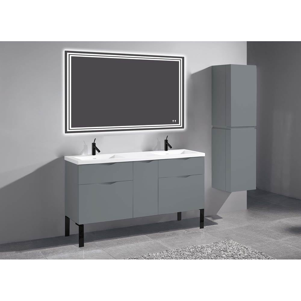 Madeli - Madeli Milano 60D'' Free Standing Vanity Cabinet Studio Grey/HW: Matte Black(MB) - Studio Gray With Matte Black
