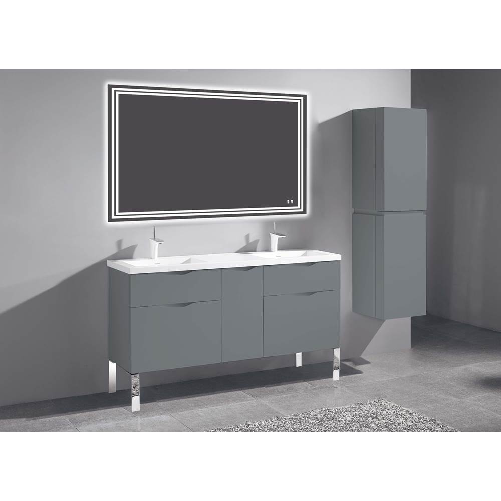 Madeli - Madeli Milano 60D'' Free Standing Vanity Cabinet Studio Grey/HW: Polished Chrome(PC) - Studio Gray With Polished Chrome