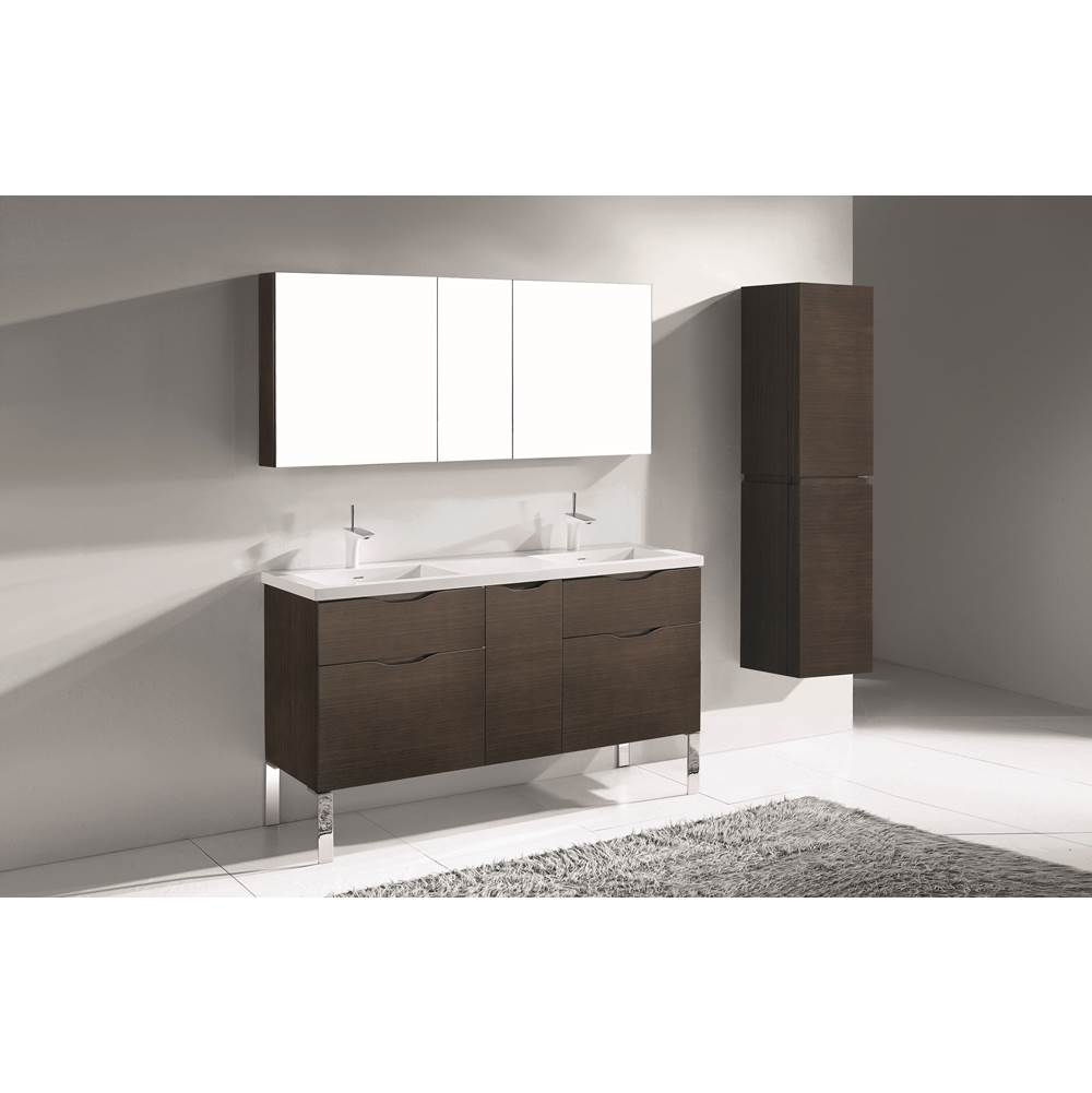 Madeli - Madeli Milano 60D'' Free Standing Vanity Cabinet Walnut/HW: Polished Chrome(PC) - Walnut With Polished Chrome