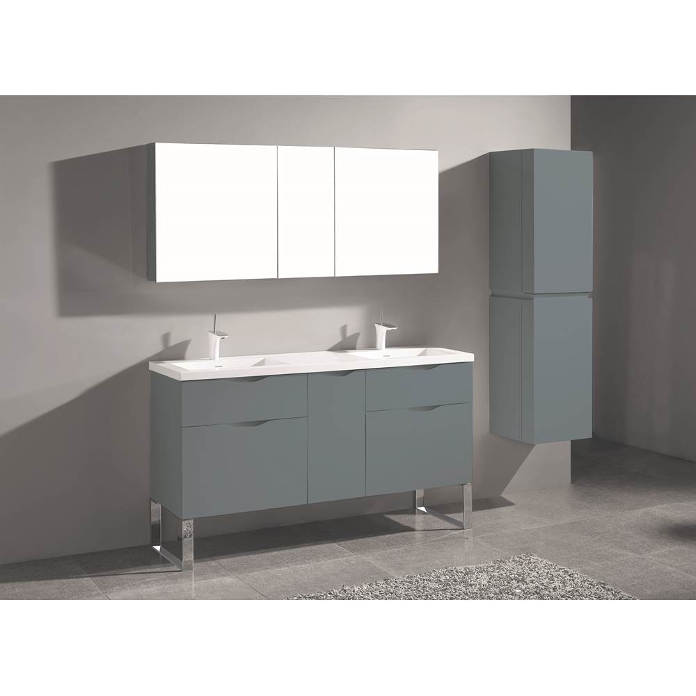Madeli - Madeli Milano 60D'' Free Standing Vanity Cabinet Studio Grey/HW: Satin Brass(SB) - Studio Gray With Satin Brass