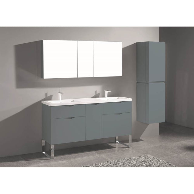 Madeli - Madeli Milano 60D'' Free Standing Vanity Cabinet Studio Grey/HW: Satin Brass(SB) - Studio Gray With Satin Brass
