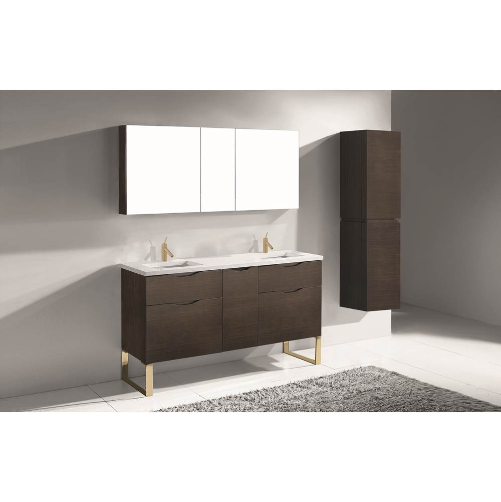Madeli - Madeli Milano 60D'' Free Standing Vanity Cabinet Walnut/HW: Matte Black(MB) - Walnut With Matte Black