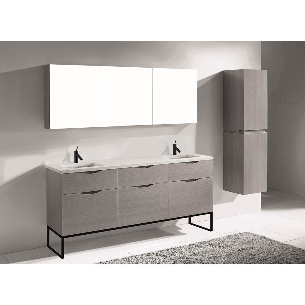 Madeli - Madeli Milano 72'' Free Standing Vanity Cabinet Ash Grey/HW: Matte Black(MB) - Ash Gray With Matte Black