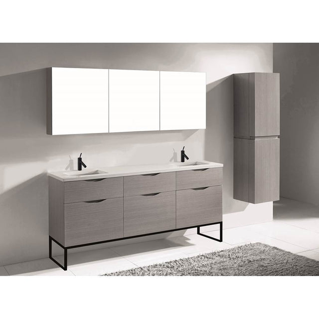 Madeli - Madeli Milano 72'' Free Standing Vanity Cabinet Ash Grey/HW: Matte Black(MB) - Ash Gray With Matte Black